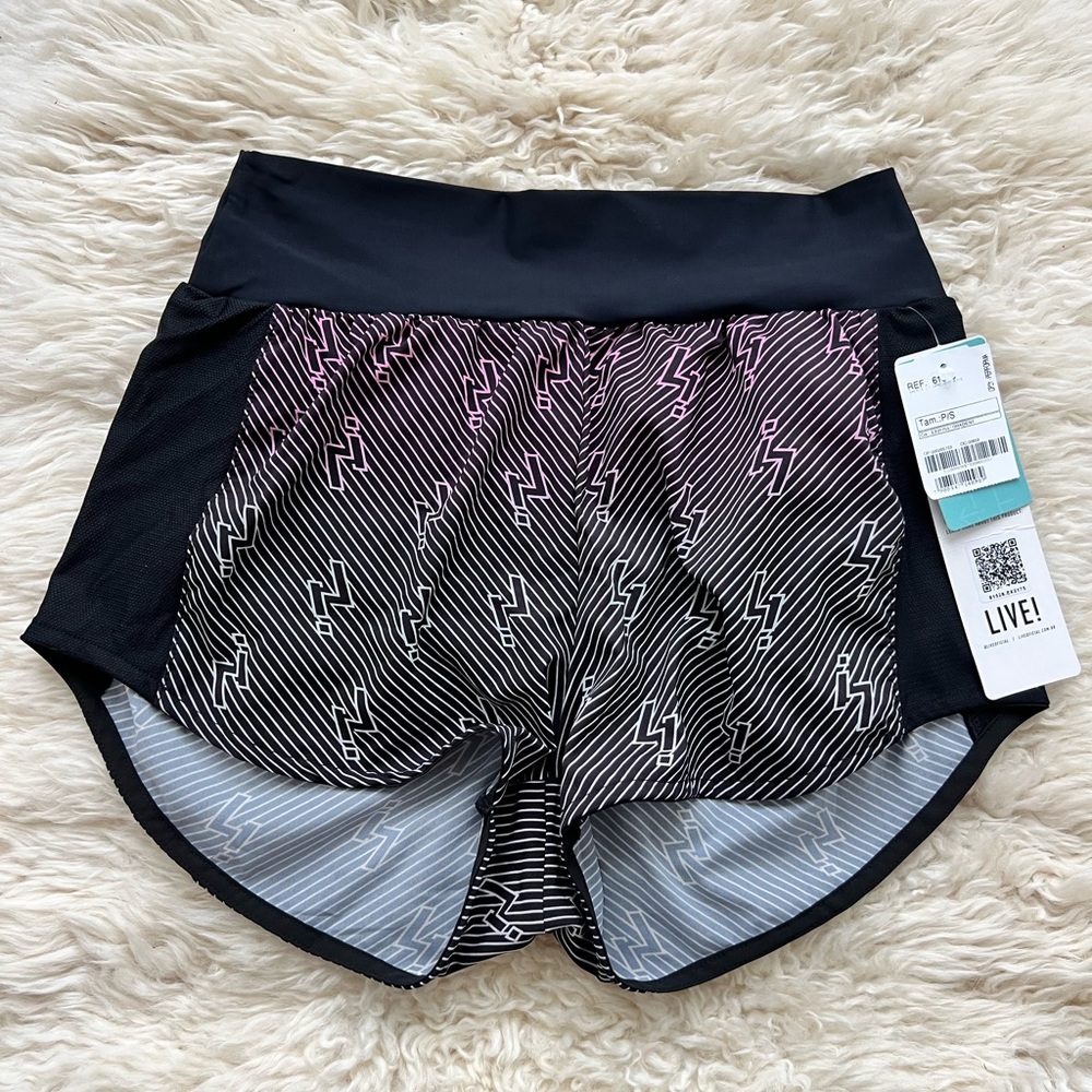Live! Black & White Lightning Bolt Running Shorts